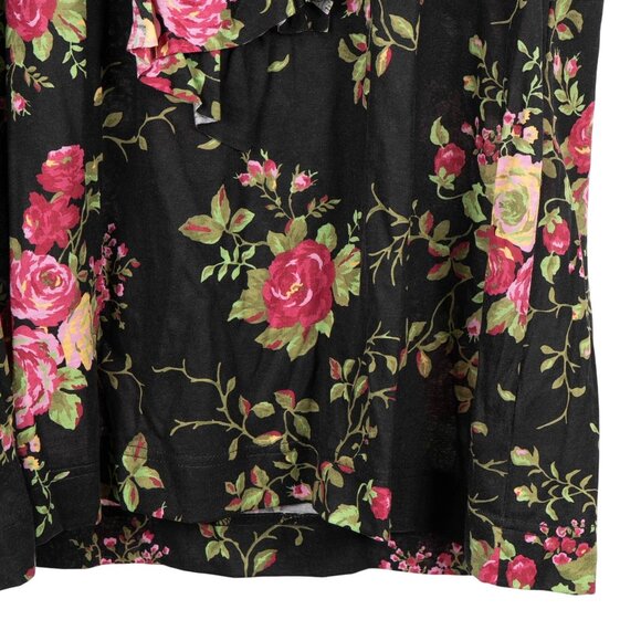 French Laundry Tank Womens XL NEW Floral Ruffled Sleeveless Top Black Pink Shirt - Picture 3 of 6